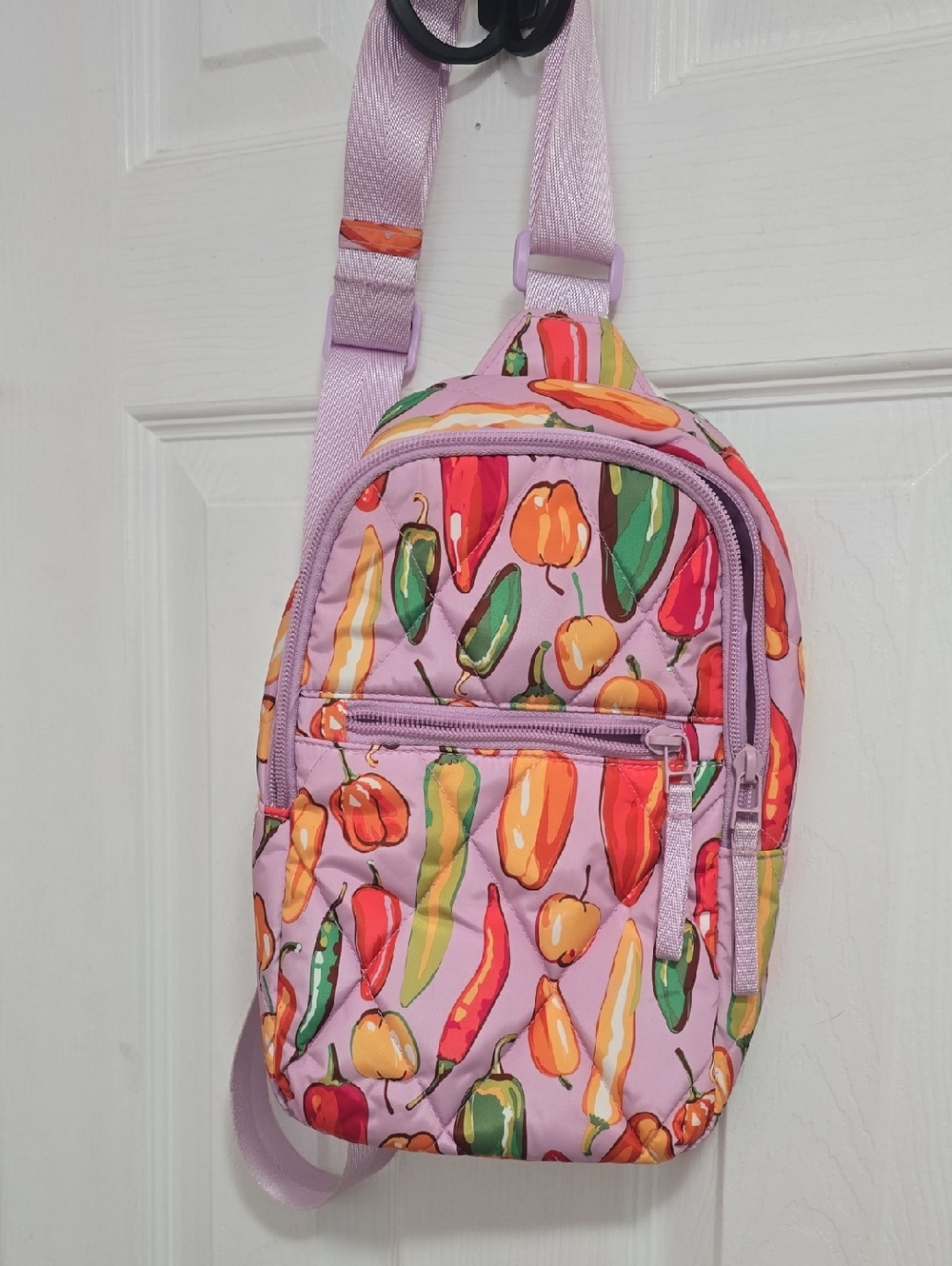 Vera Bradley Lilac Mini Backpack with Colorful Pepper Print